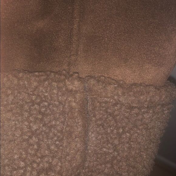 Lands End Brown Suede Fleece Knee LengthCoat S 6-8 - Picture 5 of 6